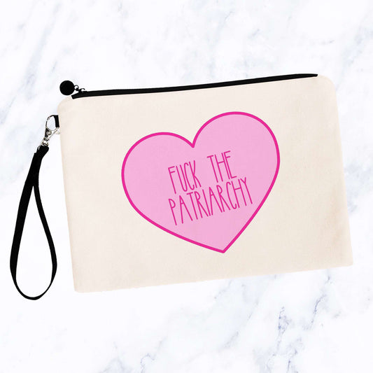 Fuck the Patriarchy Candy Heart Cosmetic Bag