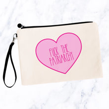 Load image into Gallery viewer, Fuck the Patriarchy Candy Heart Cosmetic Bag