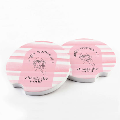 Angry Women Will Change the World Car Coaster