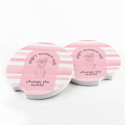 Angry Women Will Change the World Car Coaster