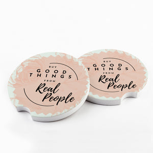Buy Good Things from Real People Car Coaster
