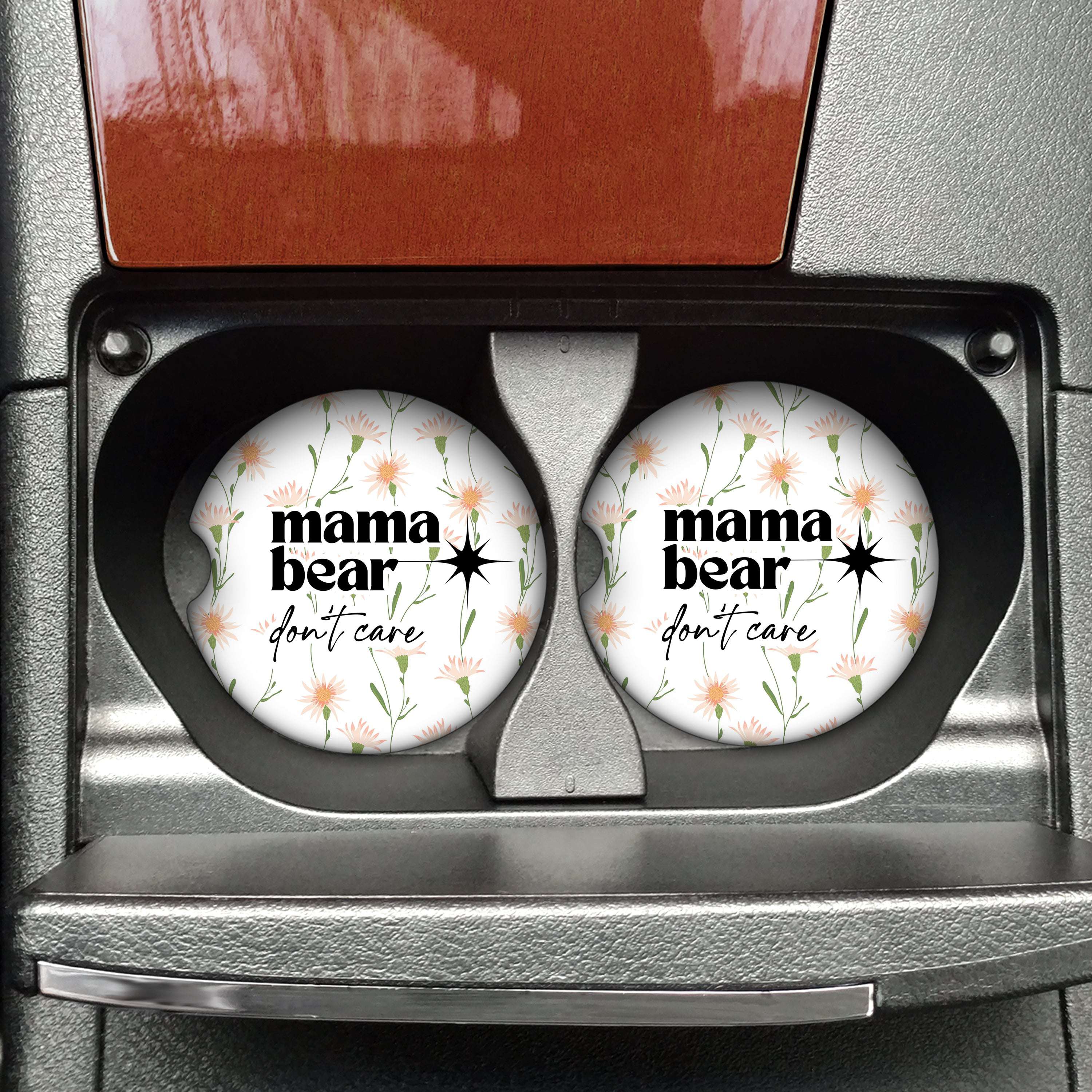 Mama Bear Don't Care Car Coaster (Set of 2)