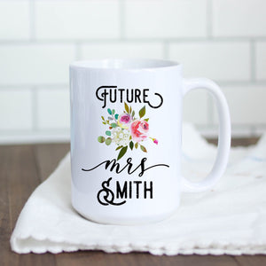 Future Mrs Custom Name Mug Floral