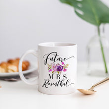 Load image into Gallery viewer, Future Mrs. Mug Personalized Purple Flowers