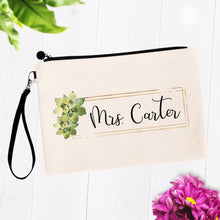 Load image into Gallery viewer, Mrs Cosmetic Bag with Custom Name and Succulents