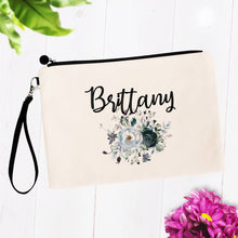 Load image into Gallery viewer, Dark Floral Makeup Bag Gift Personalized