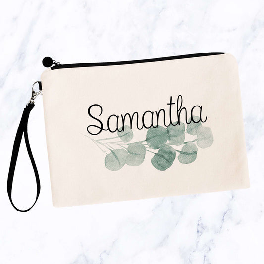 Eucalyptus Custom Name Makeup Bag