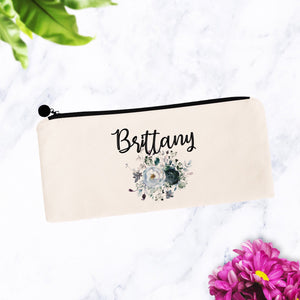 Dark Floral Makeup Bag Gift Personalized