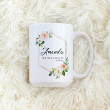 Load image into Gallery viewer, Soft Floral Wreath Custom Bridesmaids Wedding Mug