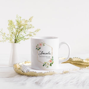 Soft Floral Wreath Custom Bridesmaids Wedding Mug