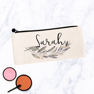 Neutral Floral Swag Personalized Make up Bag
