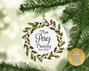 Family Name Holly Berries Wreath