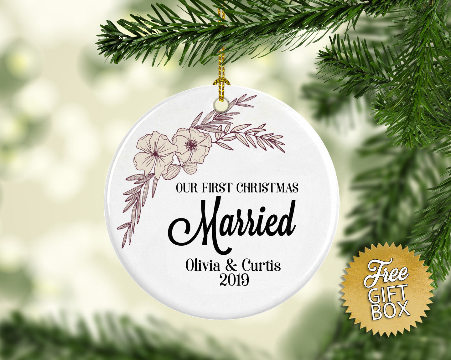 Soft Pink Florals First Christmas Married