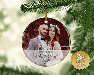 Custom Photo Mr Mrs Ornament
