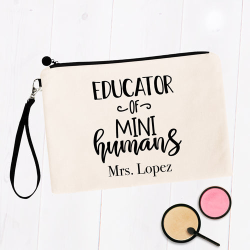 Educator of Mini Humans Custom Teacher Name Bag