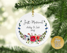 Load image into Gallery viewer, Red Blue Just Married Floral Wreath