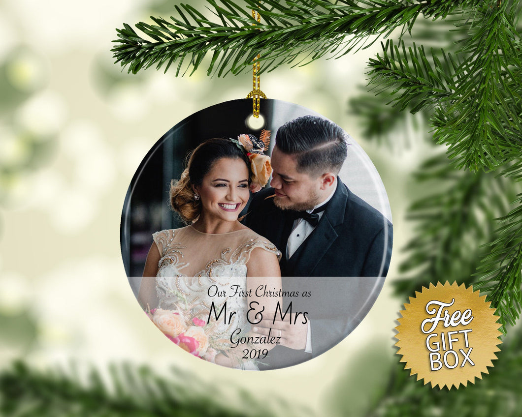 First Christmas Mr & Mrs Photo Ornament