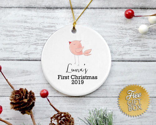 Pink Bird Baby's First Christmas