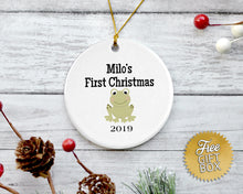 Load image into Gallery viewer, Green Frog Baby&#39;s First Christmas