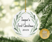 Load image into Gallery viewer, Eucalyptus Wreath Baby&#39;s First Christmas