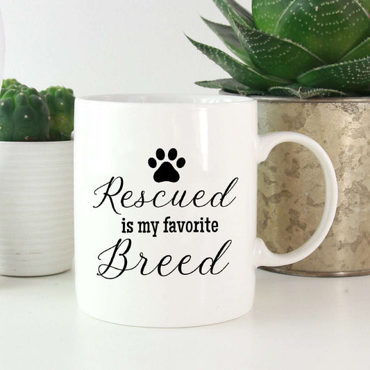 Rescued is my Favorite Breed Dog Mug