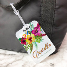 Load image into Gallery viewer, Aloha Floral Hibiscus Honeymoon Custom Luggage Tag