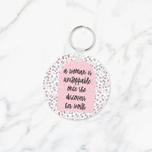 A Woman is Unstoppable Keychain