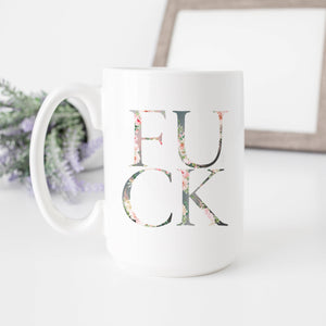 Fuck Floral Pink Grey Mug