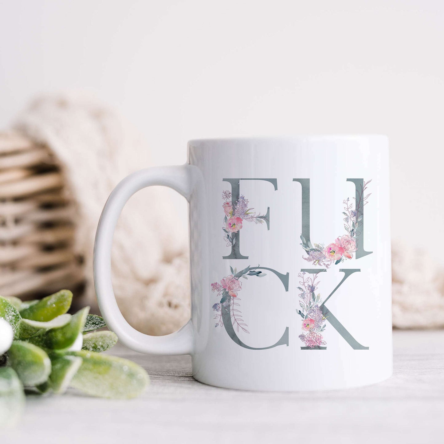 Fuck Floral Light Blue Mug