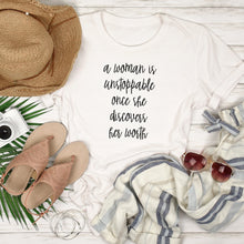 Load image into Gallery viewer, A Woman is Unstoppable Shirt