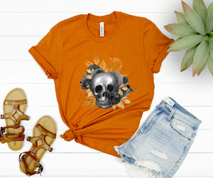 Skull with Faux Gold Foil Spooky Shirt