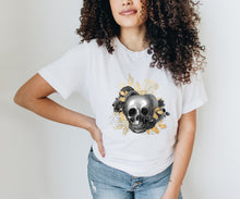 Load image into Gallery viewer, Skull with Faux Gold Foil Spooky Shirt