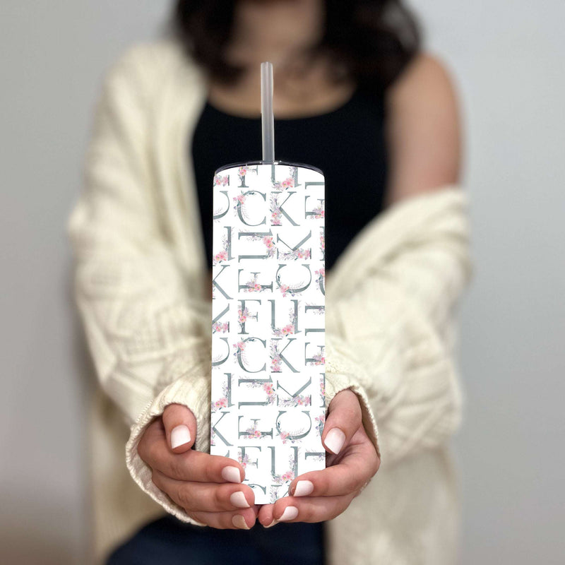 Fuck Floral Light Blue Tumbler